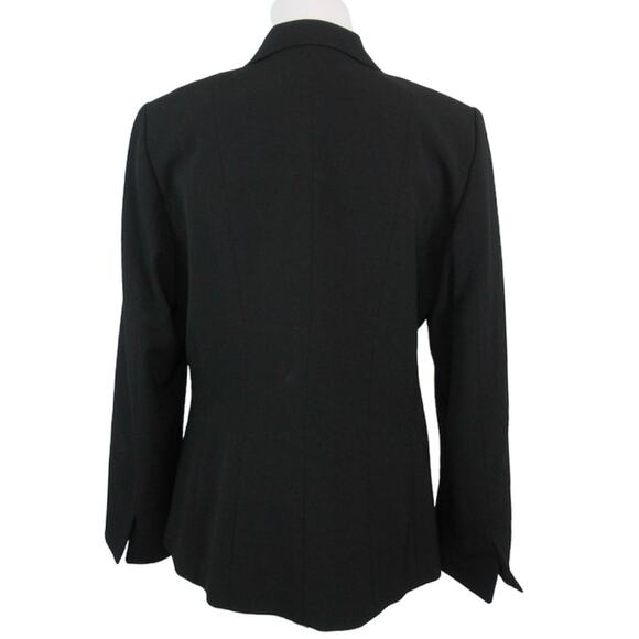 TAHARI Black Three-Button Zigzag Stitch Notch Collar Suit Jacket Blazer Size 14 - Picture 5 of 11